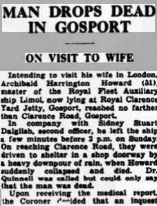 Capt Archibald H Howard drops dead 20 11 38