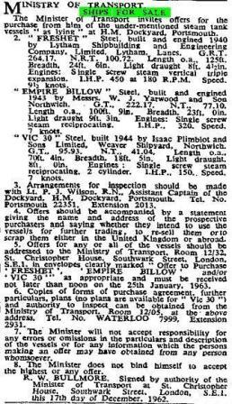 FRESHET 17 12 62 for sale