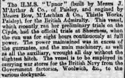 Glasgow Herald  28-6-1899 Upnor