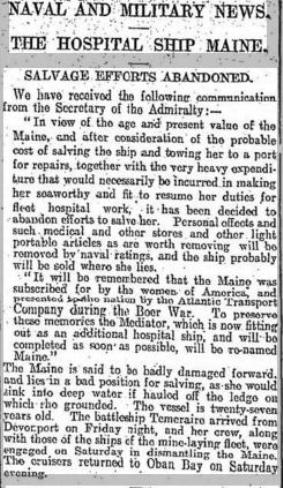 HMHS Maine Scotsman 22 Jun 1914