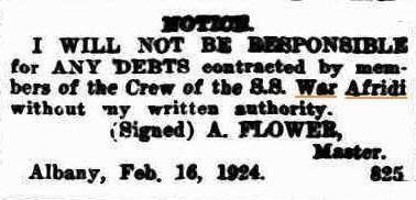 Press Report 16 Feb 1924 Albany WA