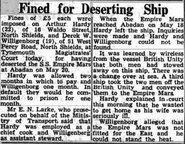 Press report 9 8 46 Empire Mars Shields Daily News