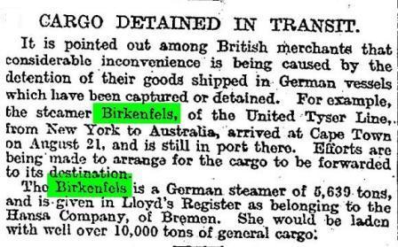 Times Press Report 18.9.1914