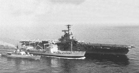 RFA Orangeleaf A80 refueling USS Shangri-La CVA-38 and Carlo Martgottini F595 c1967