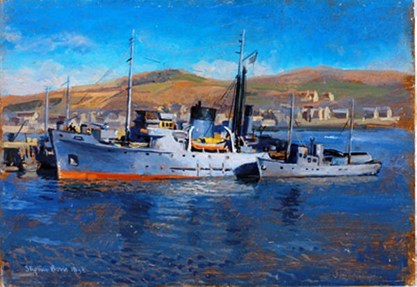 HM Rescue Tug Samsonia in 1944 by Stephen Bone before entering RFA Service