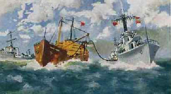 RFA Wave Laird RAS's with HMS Scorpion