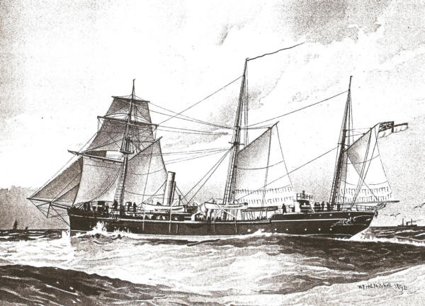 HMS Thrush in 1892 by W Fred Mitchell before entering RFA Service  
